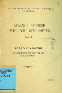 Image of Javaansch-Balische historische geschriften no. II : babad Bla-Batuh